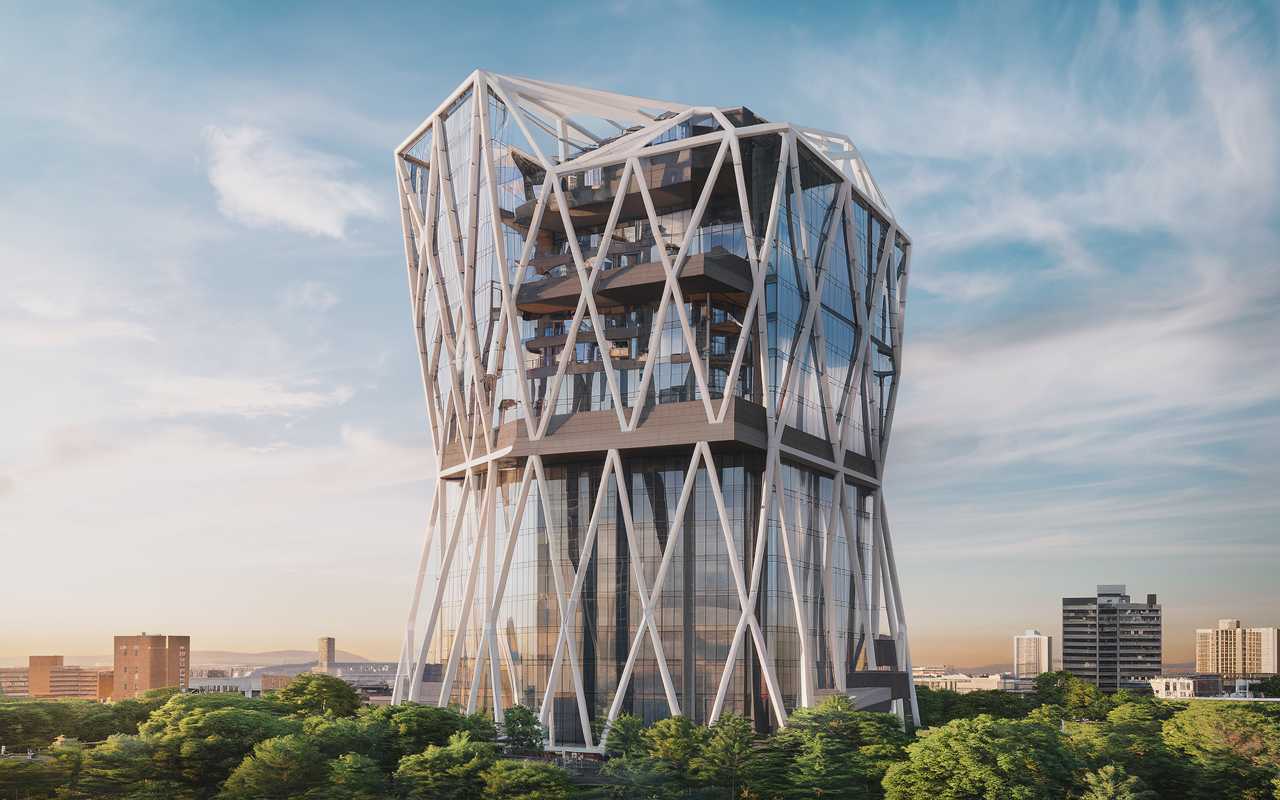 Découvrez ce Gratte-Ciel Extraordinaire avec une Façade en Exosquelette : Espace Libre et Support Structurel Révolutionnaire !