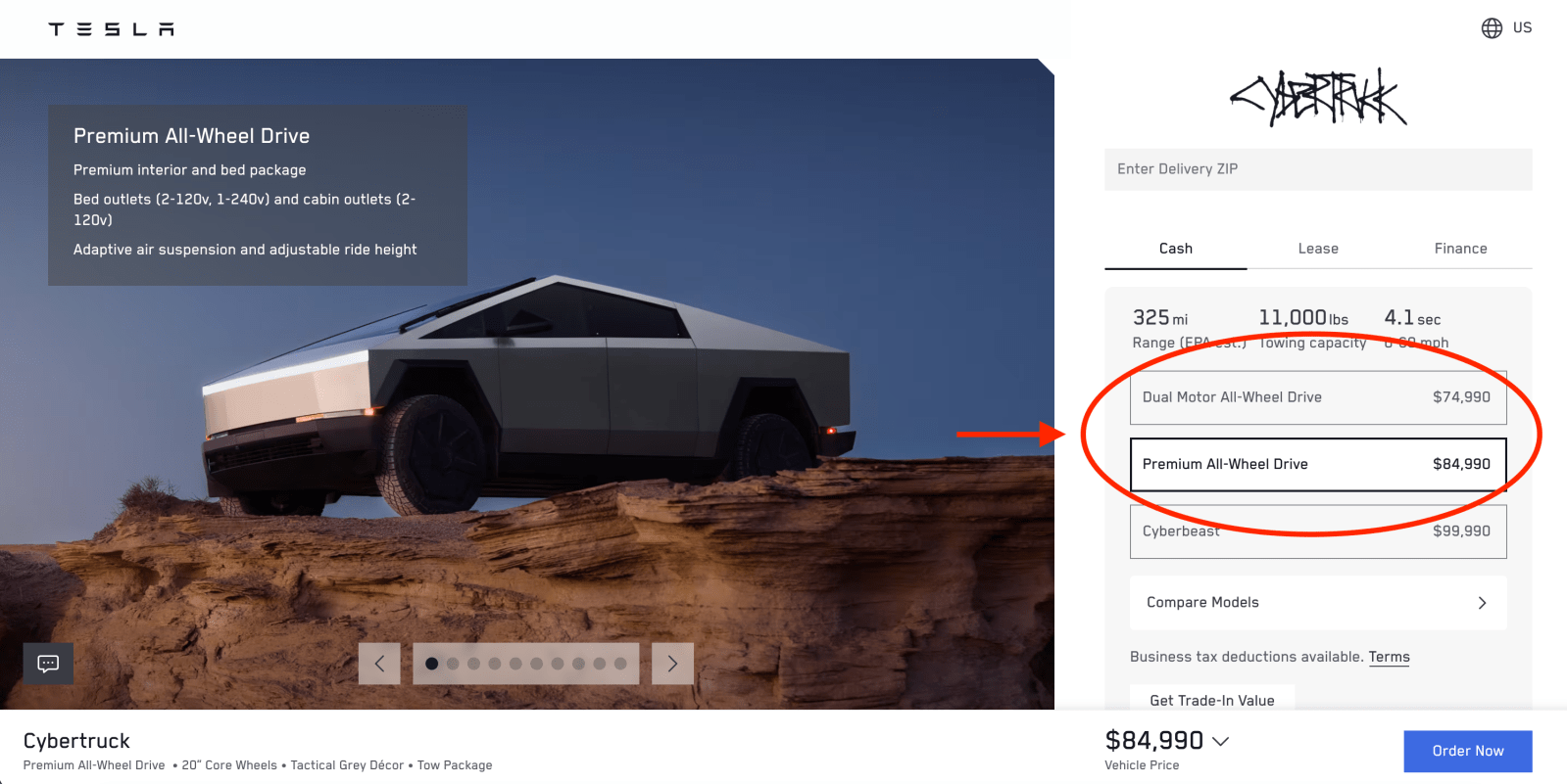 Tesla Cybertruck Configuration
